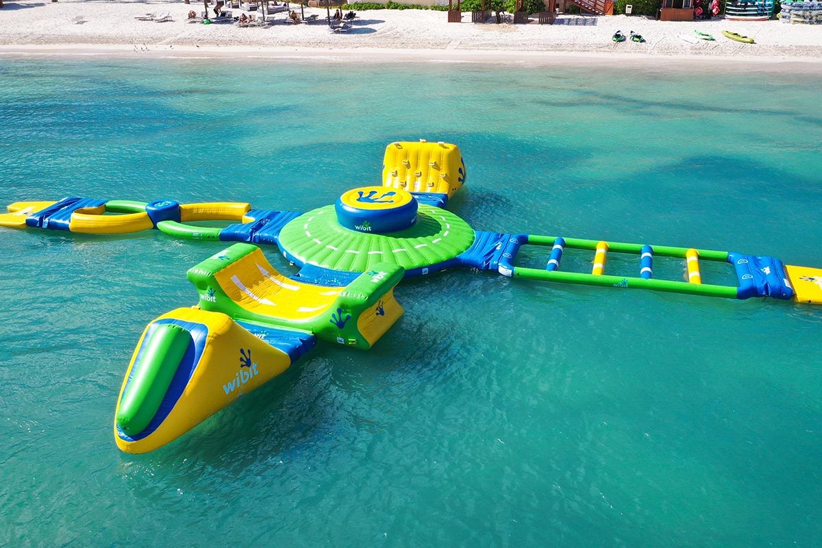 floating aqua park at garza blanca cancun resort