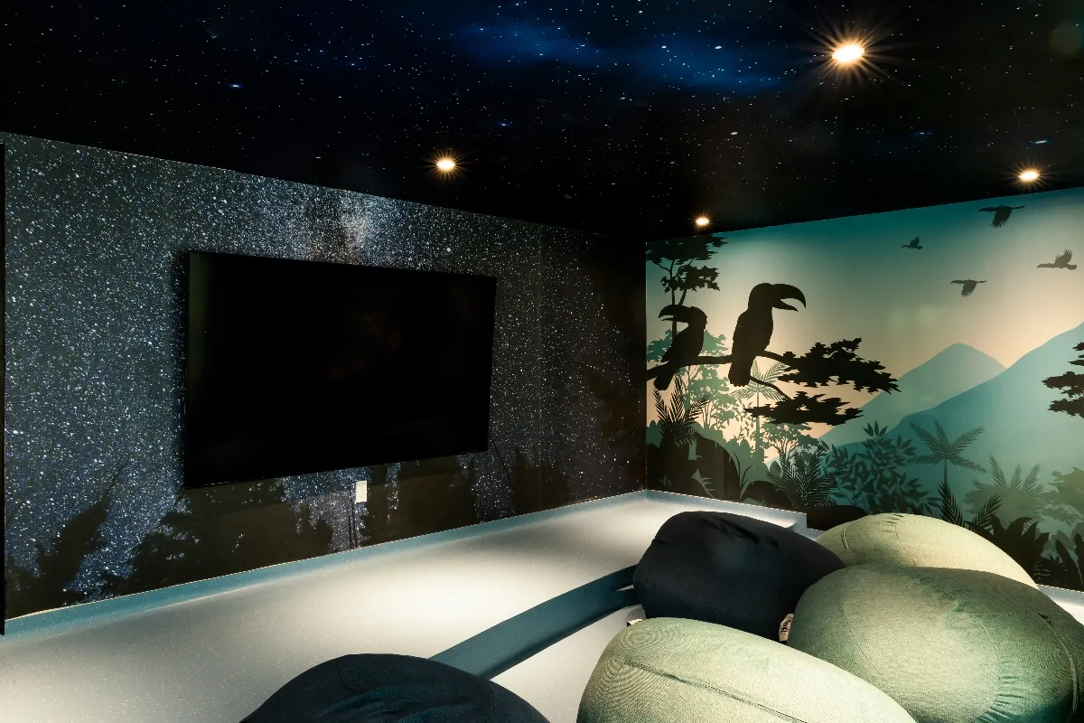 Kids enjoying movie day at Garza Blanca Cancun Kids Club cinema